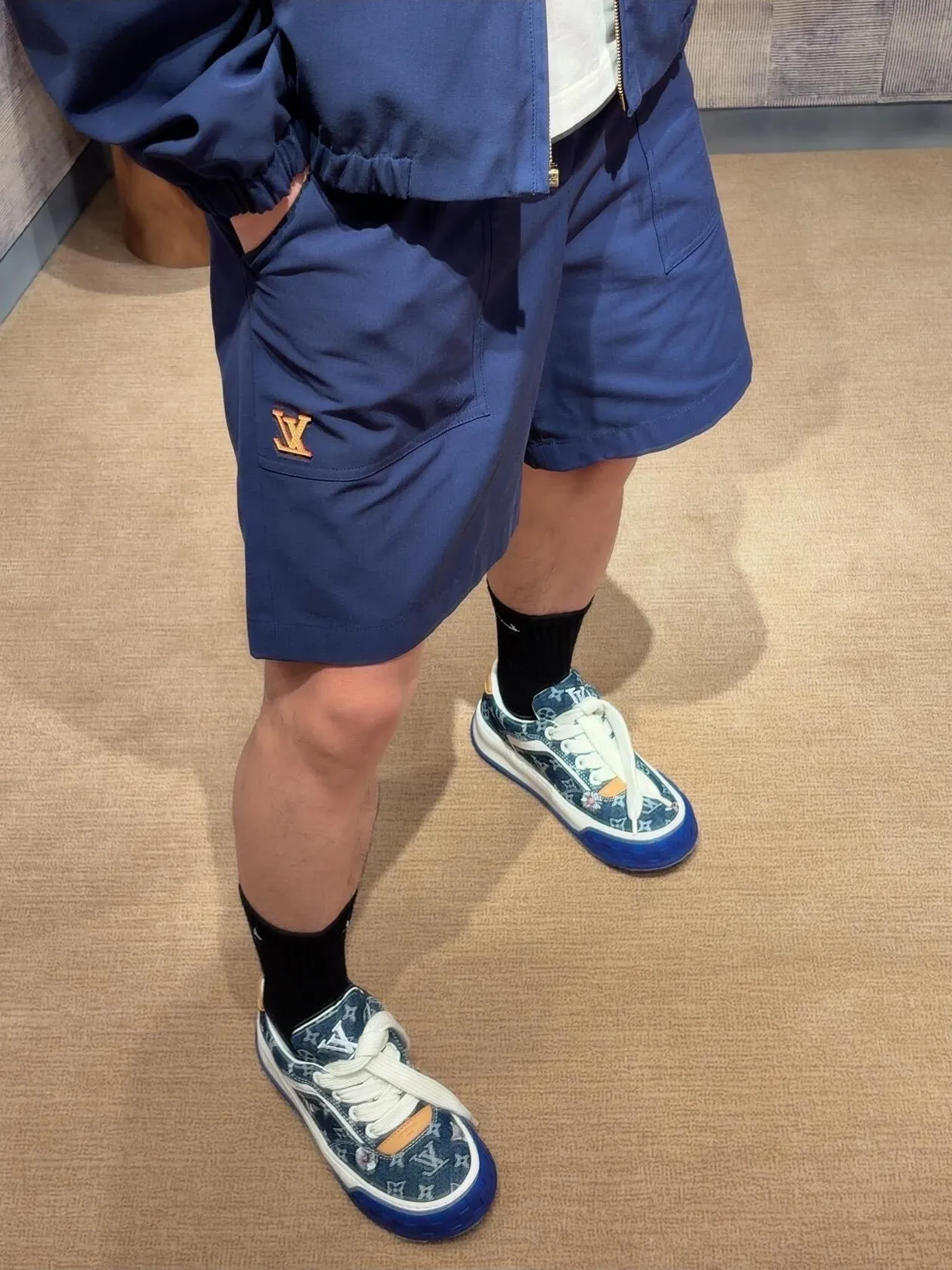 Louis Vuitton/Louis Vuitton LV logo indigo blue denim shorts
